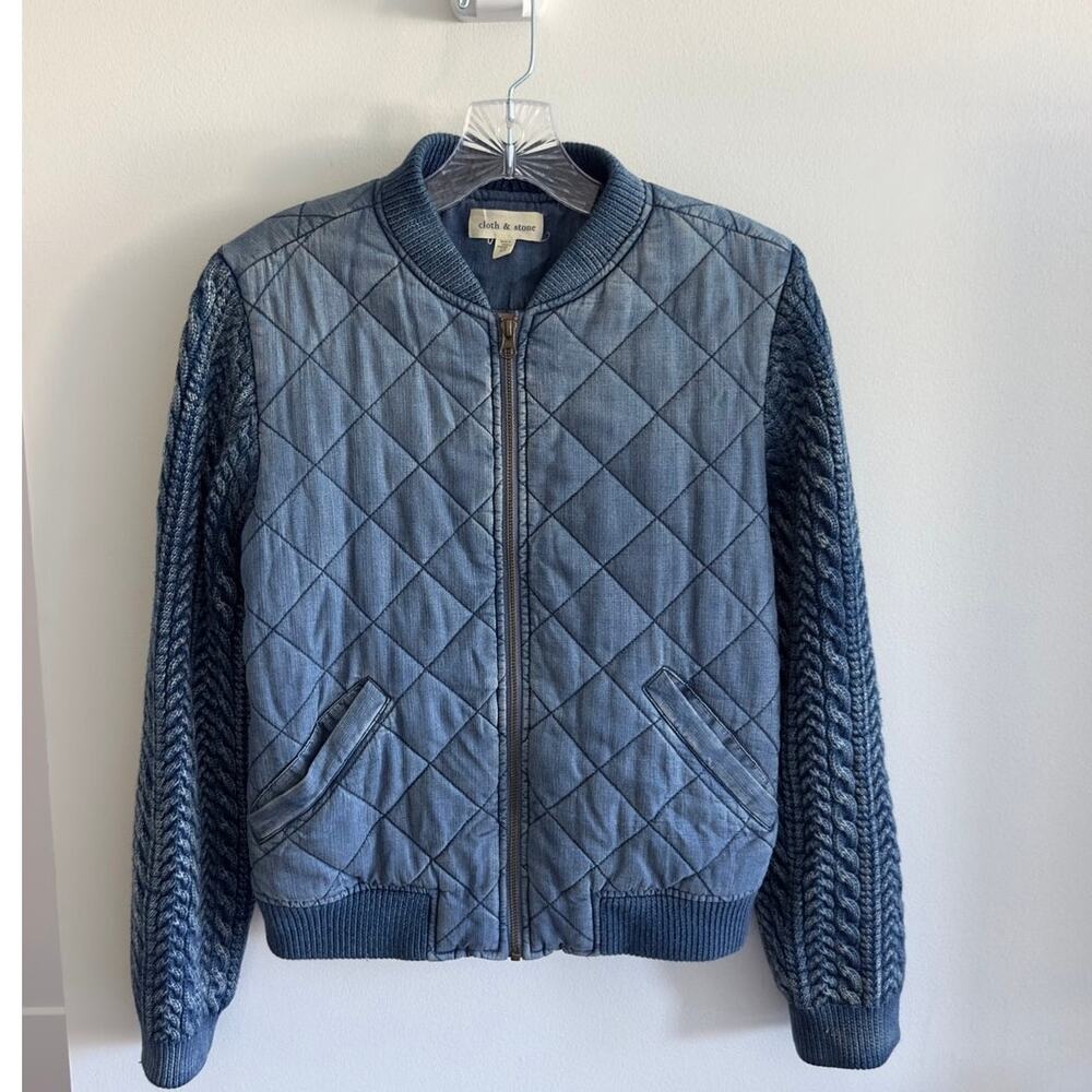 Cloth and Stone - Womens Quilted Chambray Bomber Jacket (XS)